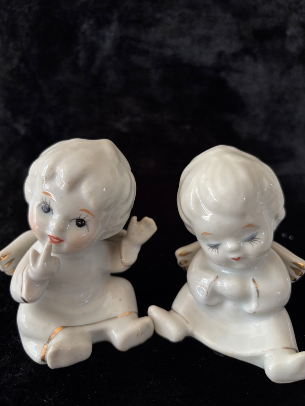 White Ceramic Angel Figurine - Baby Cherub Home Accent